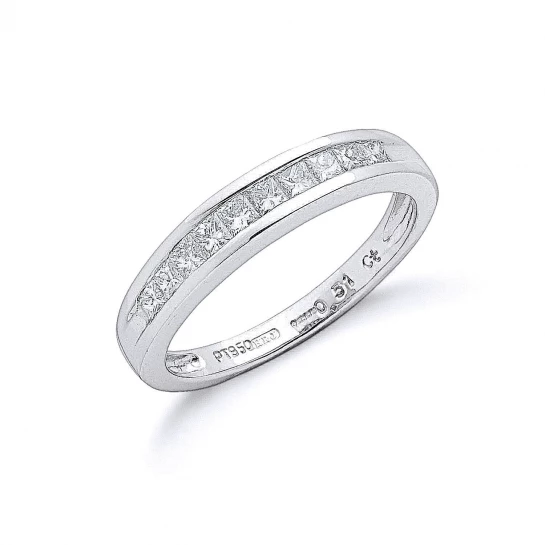 Platinum 0.50ct G/H-Vs Princess Cut Eternity Diamond  Ring
